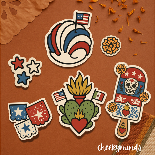 Patriotic Concha Sticker Sheet – Printable 4th of July Stickers PNG