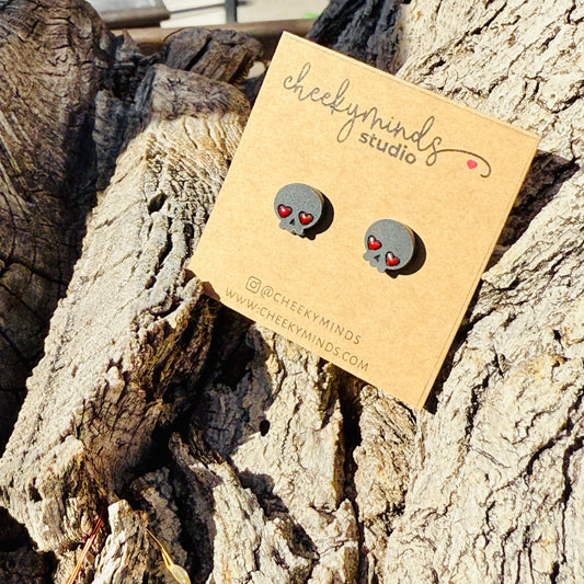 Valentine Skull Stud Earrings image 1