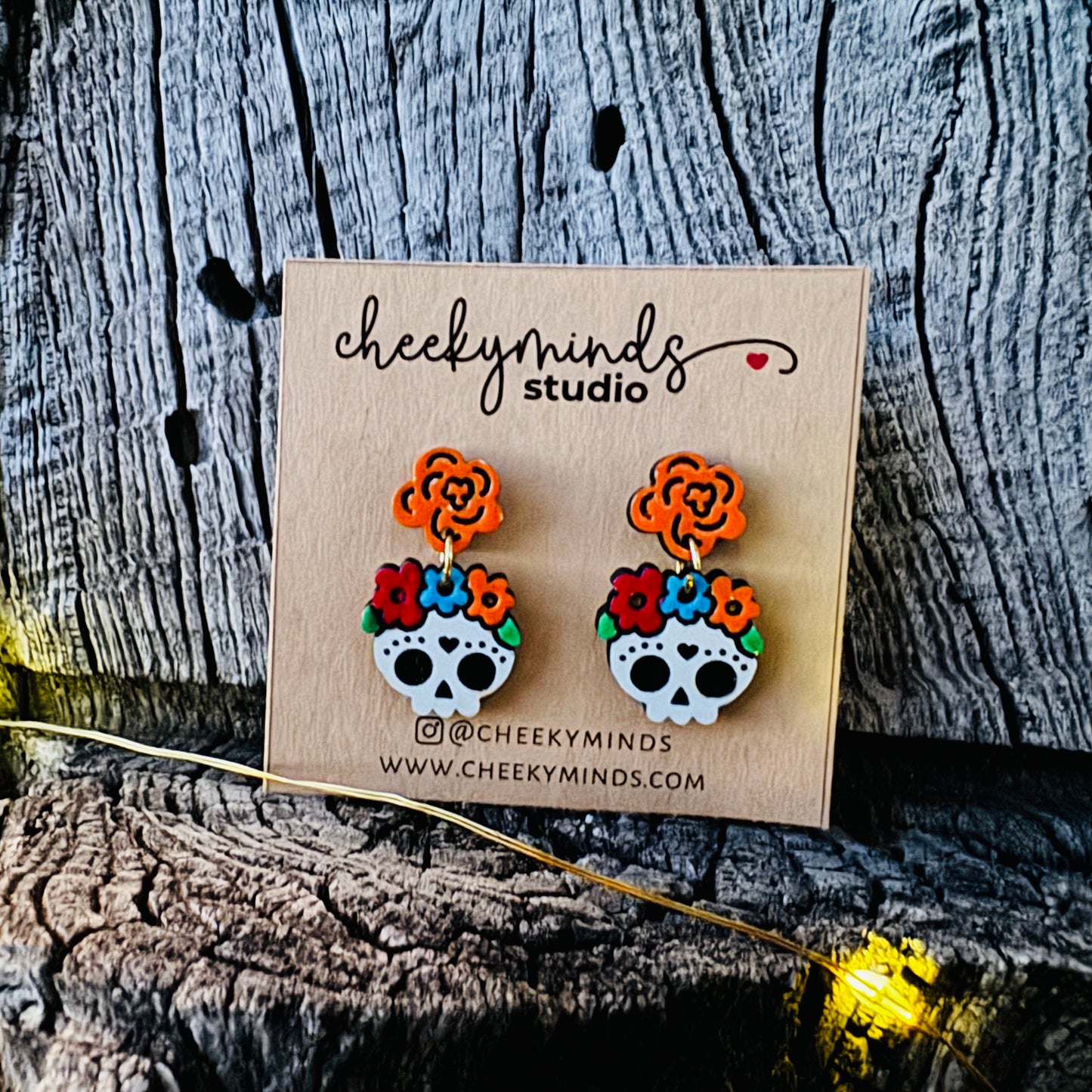 Dangle Dia de Los Muertos Marigold Earrings image 0