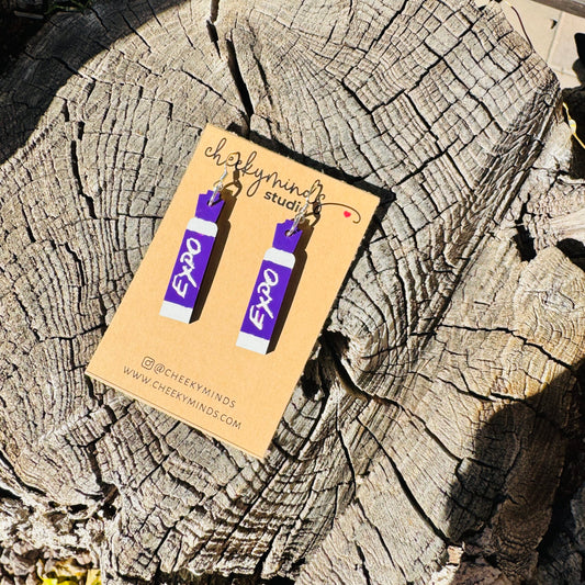 Expo Marker Teacher Earrings - Hand Painted image 2