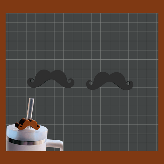 Swirly Mustache Straw Topper STL File for Regular and Large Straws