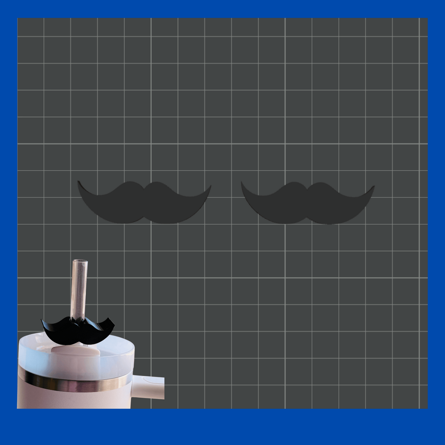 Mustache Straw Topper STL File for Regular and Large Straws