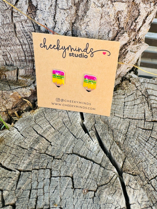 Ticonderoga Inspired Pencil Teacher Earrings image 1