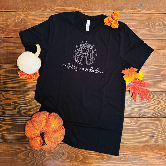 Virgin Mary Christmas Shirt, Religious Christmas Gift, Minimalist Virgen de Guadalupe Shirt, Line Art Minimal Tee, Holiday Religious Shirt image 1