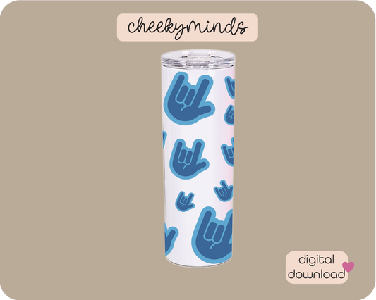 Blue ILU ASL 20oz Skinny Straight Tumbler Wrap