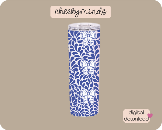 Talavera Bows Blue 20oz Skinny Straight Tumbler Wrap