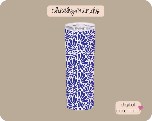 Talavera Blue 20oz Skinny Straight Tumbler Wrap
