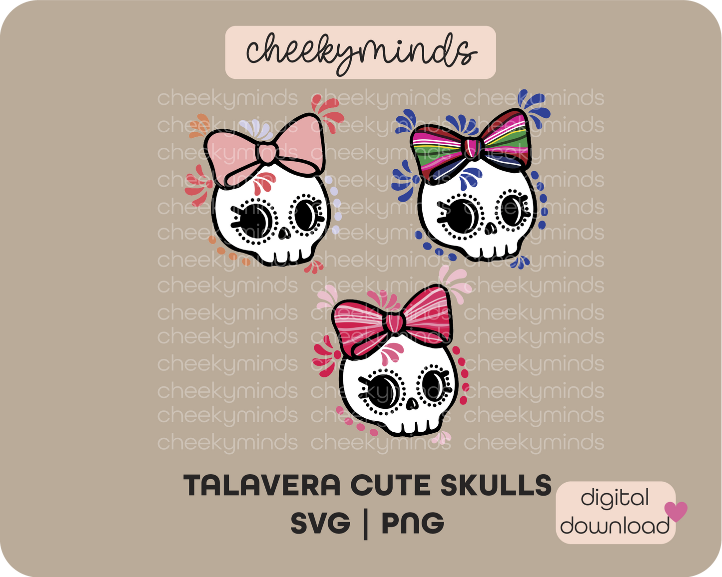 Talavera Cute Skulls SVG PNG