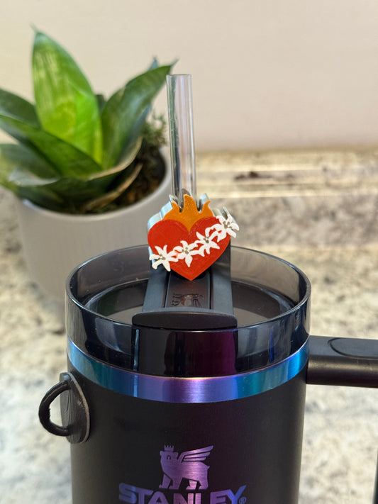 Sacred Heart Straw Topper – Fits Standard Straws and Stanley Straws