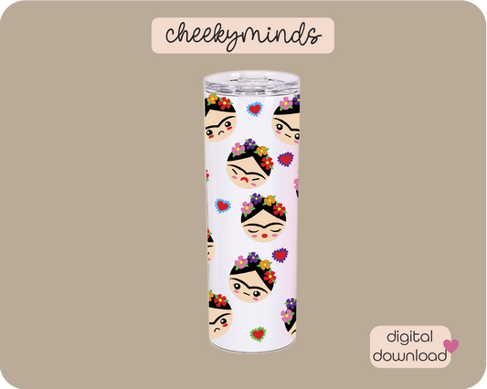 Faces of Frida 20oz Skinny Straight Tumbler Wrap