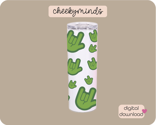 Green ILU ASL 20oz Skinny Straight Tumbler Wrap