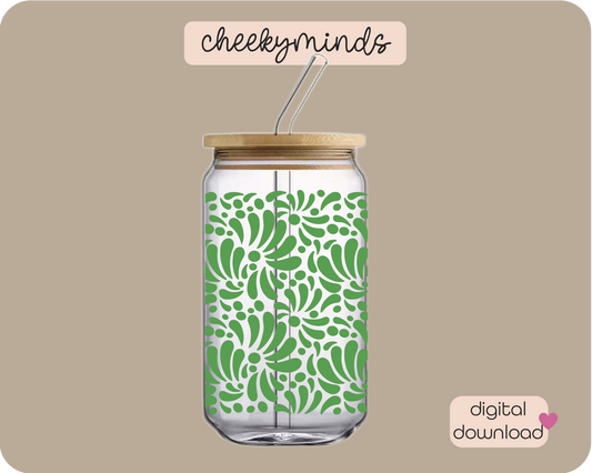 Green Talavera 16oz Libbey Glass Can Wrap