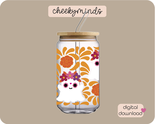 Ghouls Talavera 16oz Libbey Glass Can Wrap