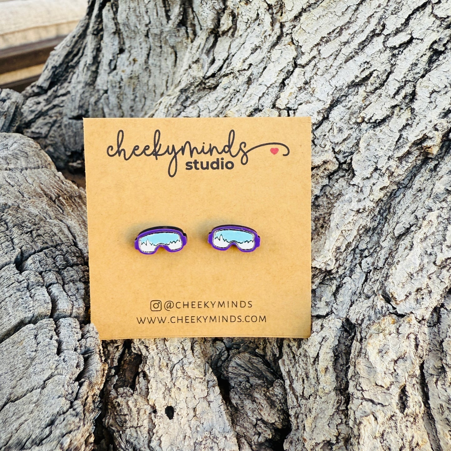 Ski Goggle Earrings - Purple