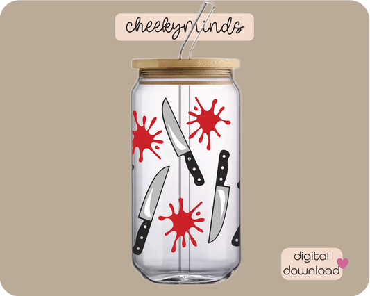 Halloween Knives 20oz Libbey Glass Can Wrap