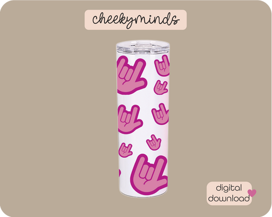 Light Pink ILU ASL 20oz Skinny Straight Tumbler Wrap