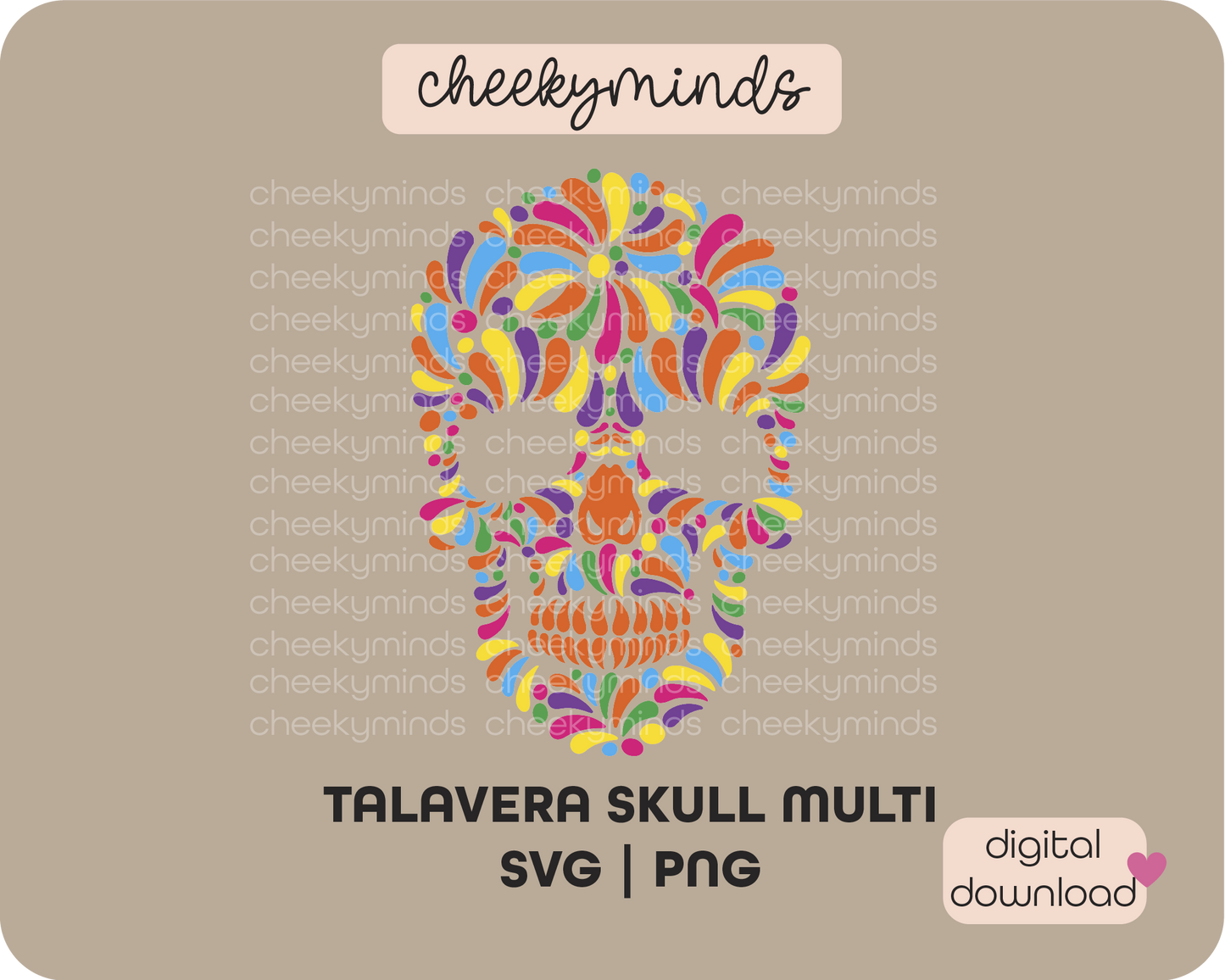 Talavera Skull Multicolor SVG PNG