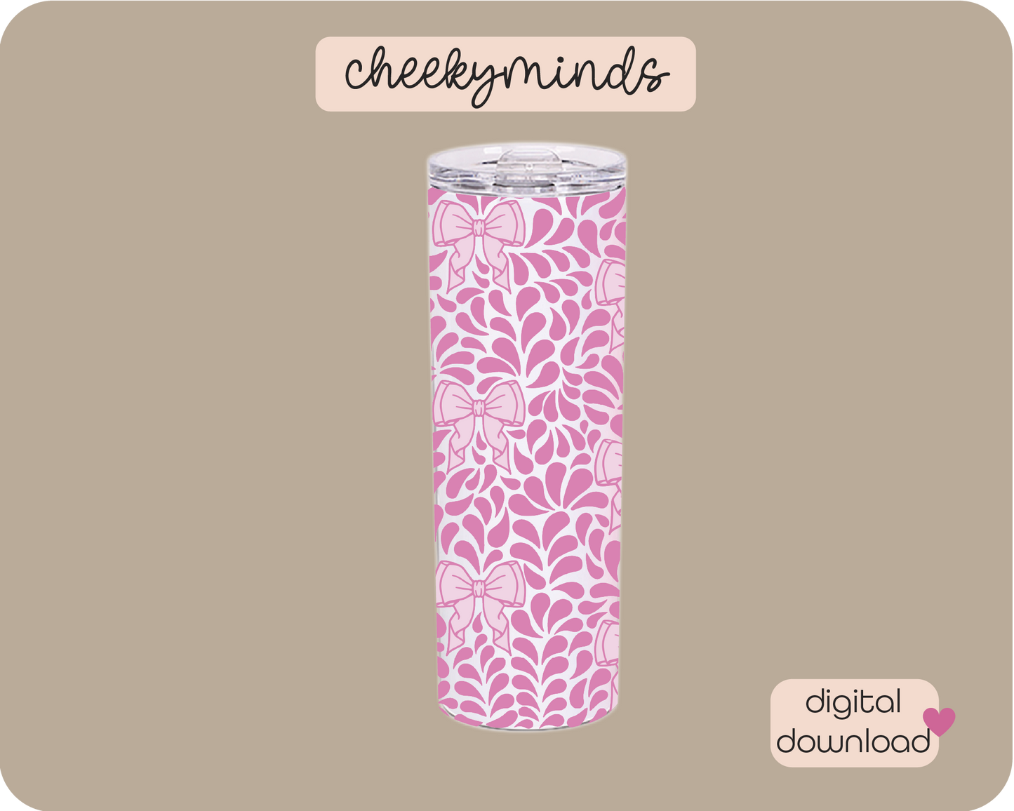 Talavera Bows Pink 20oz Skinny Straight Tumbler Wrap