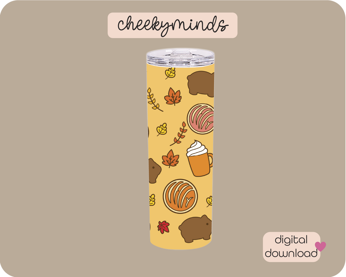 Pumpkin Spice Pan Dulce 20oz Skinny Straight Tumbler SVG PNG Wrap