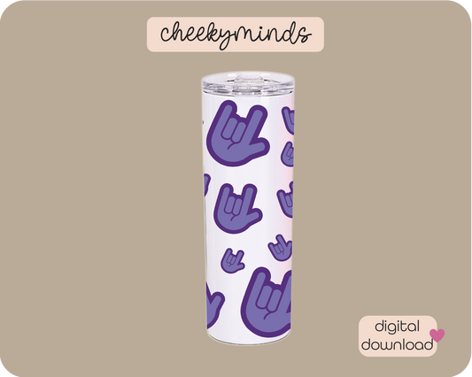 Purple ILU ASL 20oz Skinny Straight Tumbler Wrap