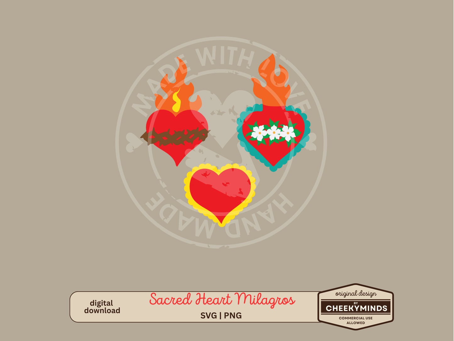 Sacred Heart Milagritos Style SVG and PNG