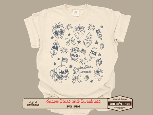 Sazon, Stars and Sweetness Sugar Skulls and Strawberries SVG and PNG