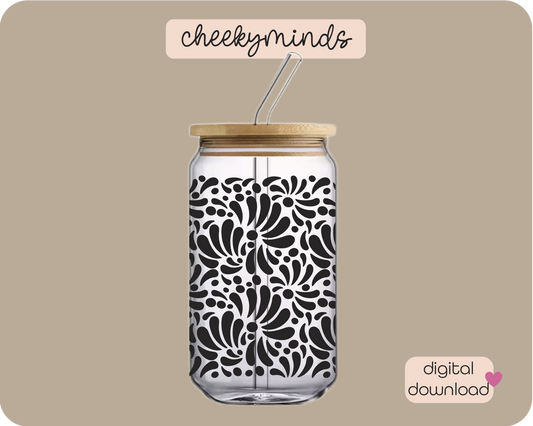 Black Talavera 16oz Libbey Glass Can Wrap