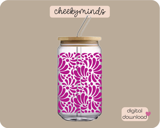 Fuchsia Talavera 16oz Libbey Glass Can Wrap