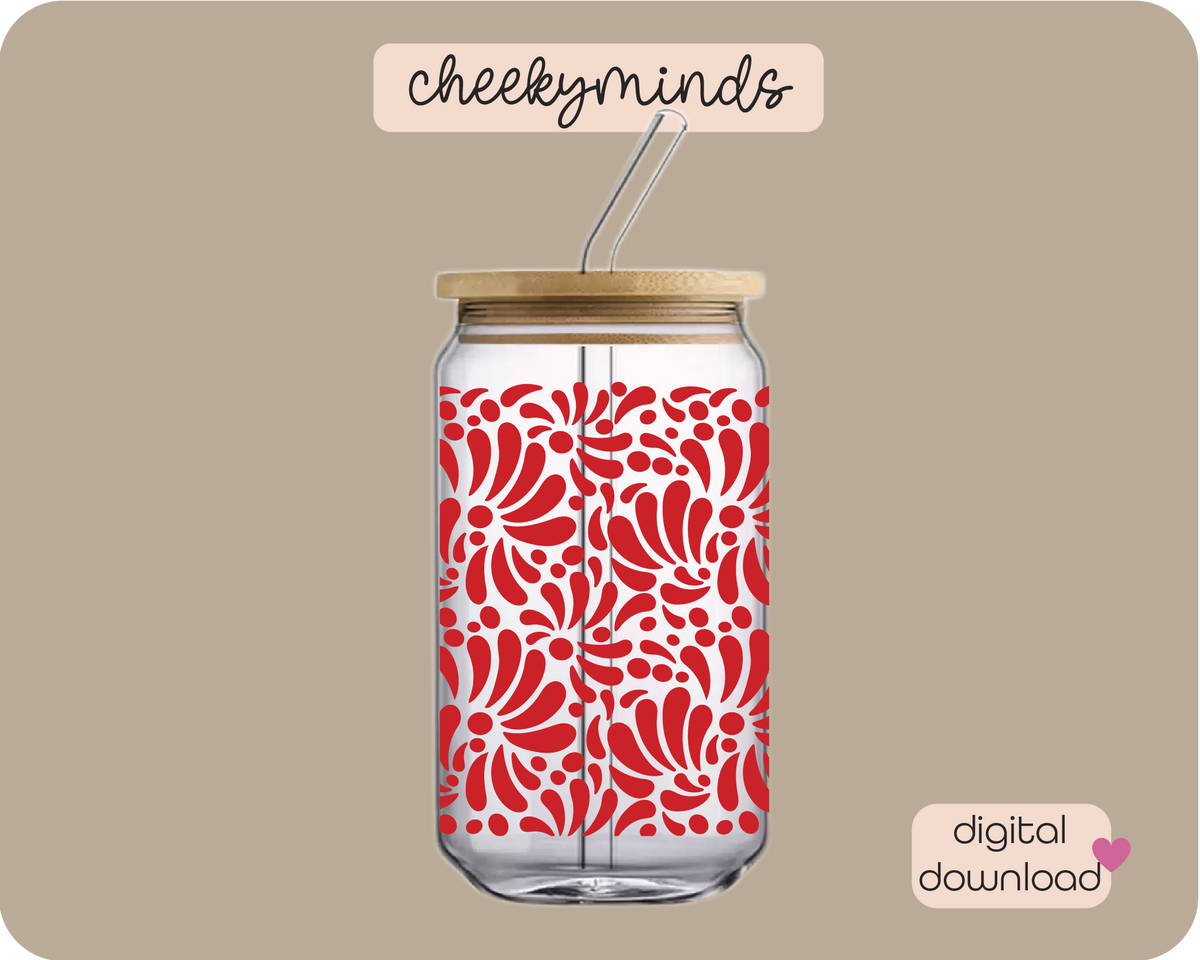 Red Talavera 16oz Libbey Glass Can Wrap SVG PNG