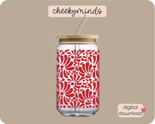 Red Talavera 16oz Libbey Glass Can Wrap