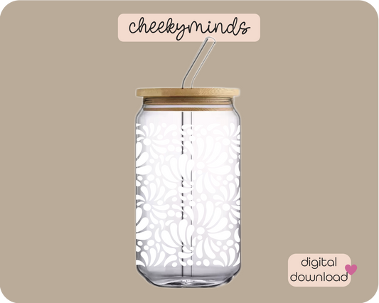 White Talavera 16oz Libbey Glass Can Wrap