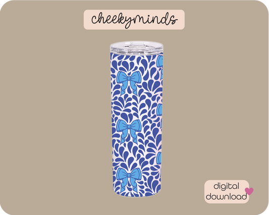 Talavera Bows Turquoise 20oz Skinny Straight Tumbler Wrap