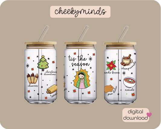 Tis The Season 16oz Libbey Glass Can Wrap