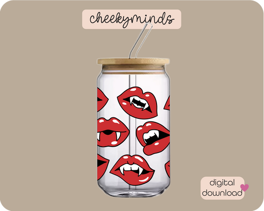 Vampire Lips 16oz Libbey Glass Can Wrap