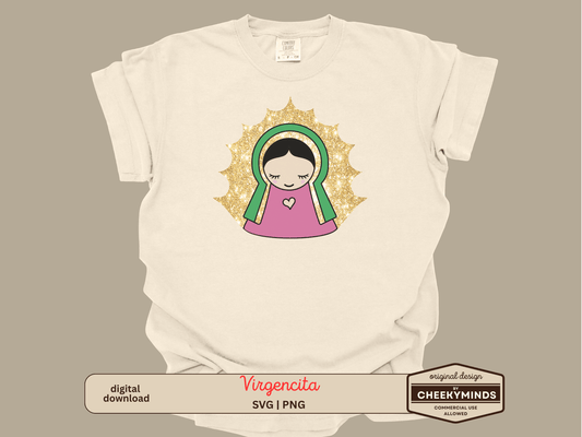 Virgencita de Guadalupe with Glitter SVG and PNG