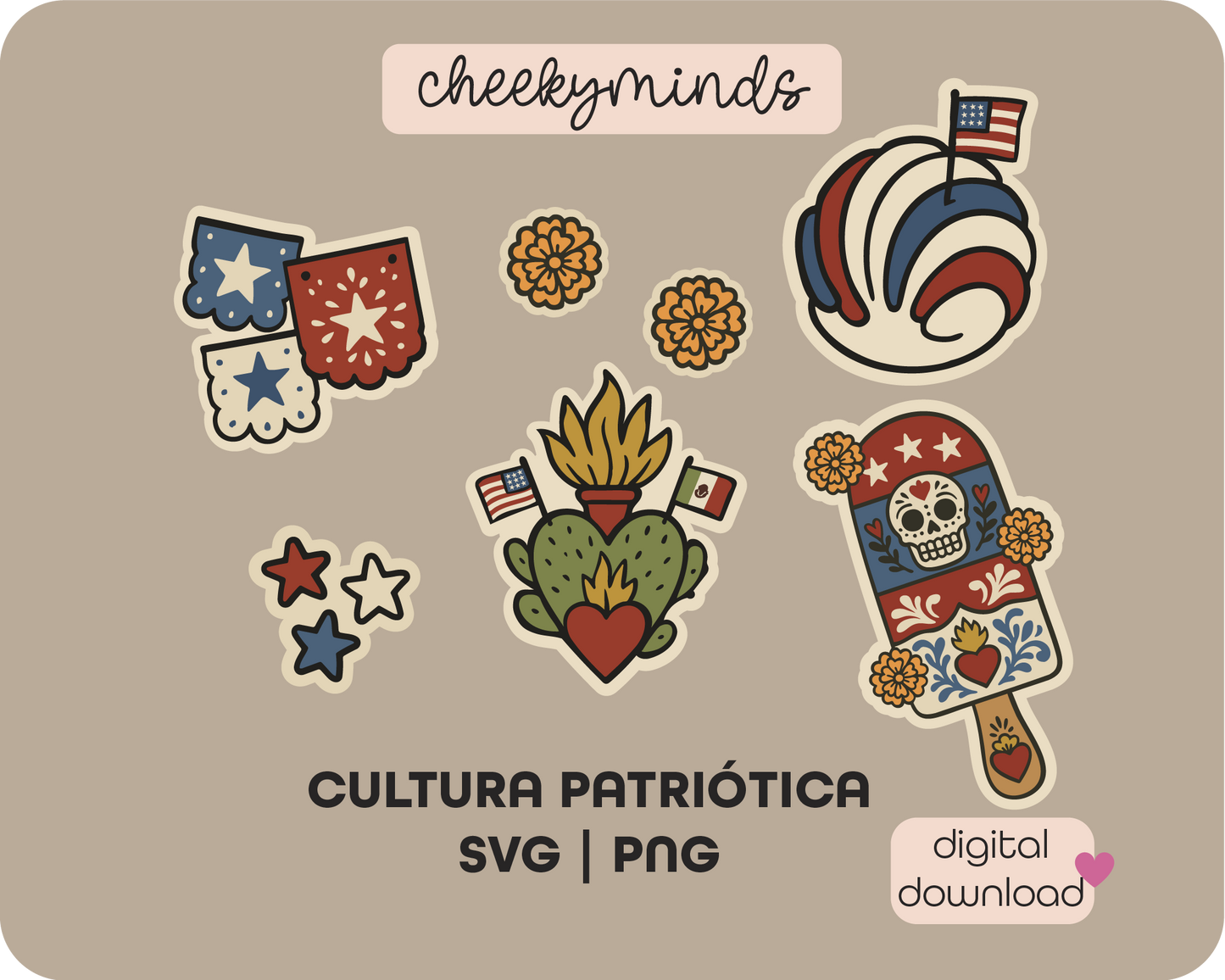 Patriotic Concha Sticker Sheet – Printable 4th of July Stickers PNG