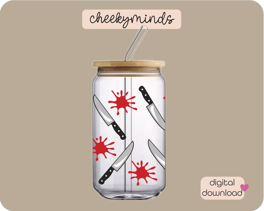 Halloween Knife 16oz Libbey Glass Can Wrap