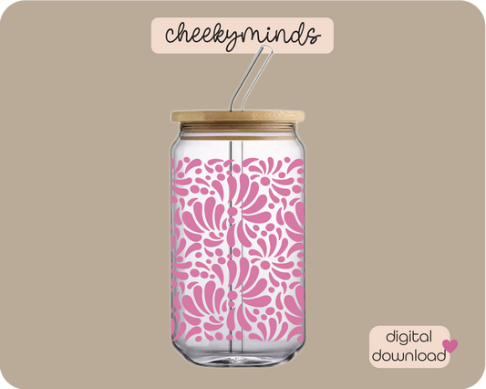 Baby Pink Talavera 16oz Libbey Glass Can Wrap