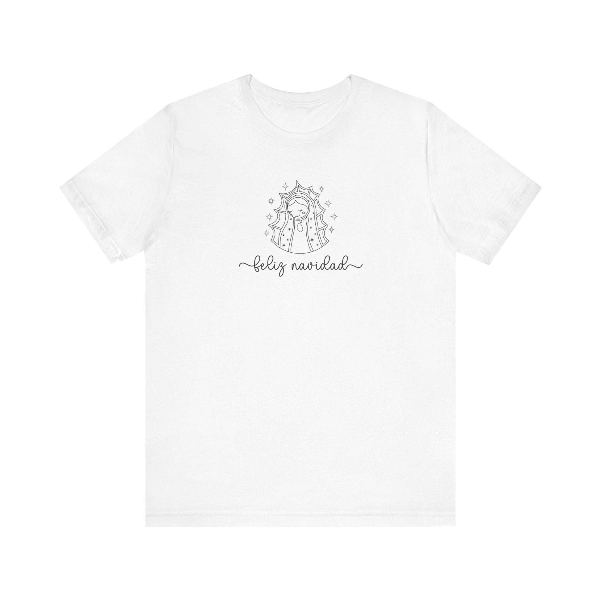 Virgin Mary Christmas Shirt, Religious Christmas Gift, Minimalist Virgen de Guadalupe Shirt, Line Art Minimal Tee, Holiday Religious Shirt - White, 2XL image