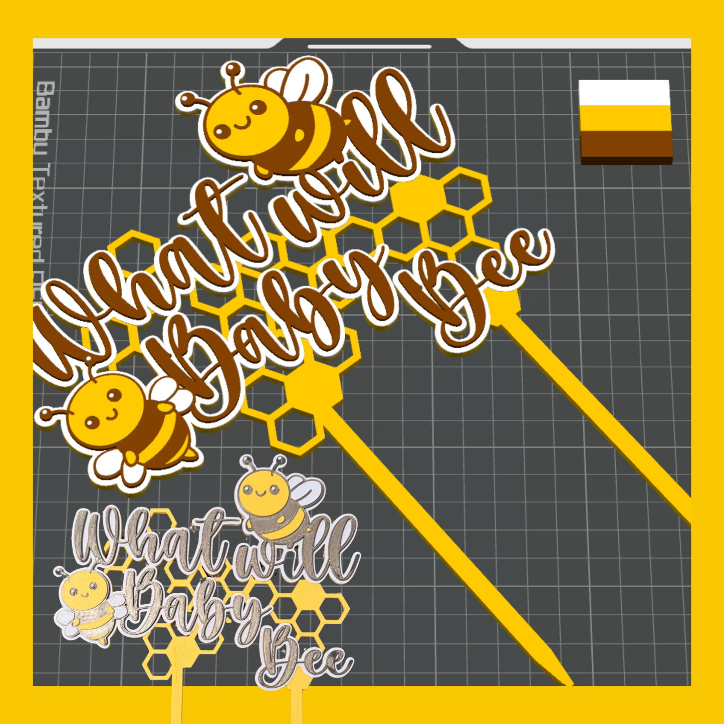 What Will Baby Bee Cake Topper STL File