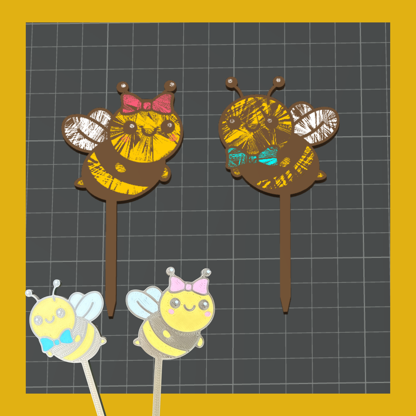 What Will Baby Bee Cup Cake Toppers STL File