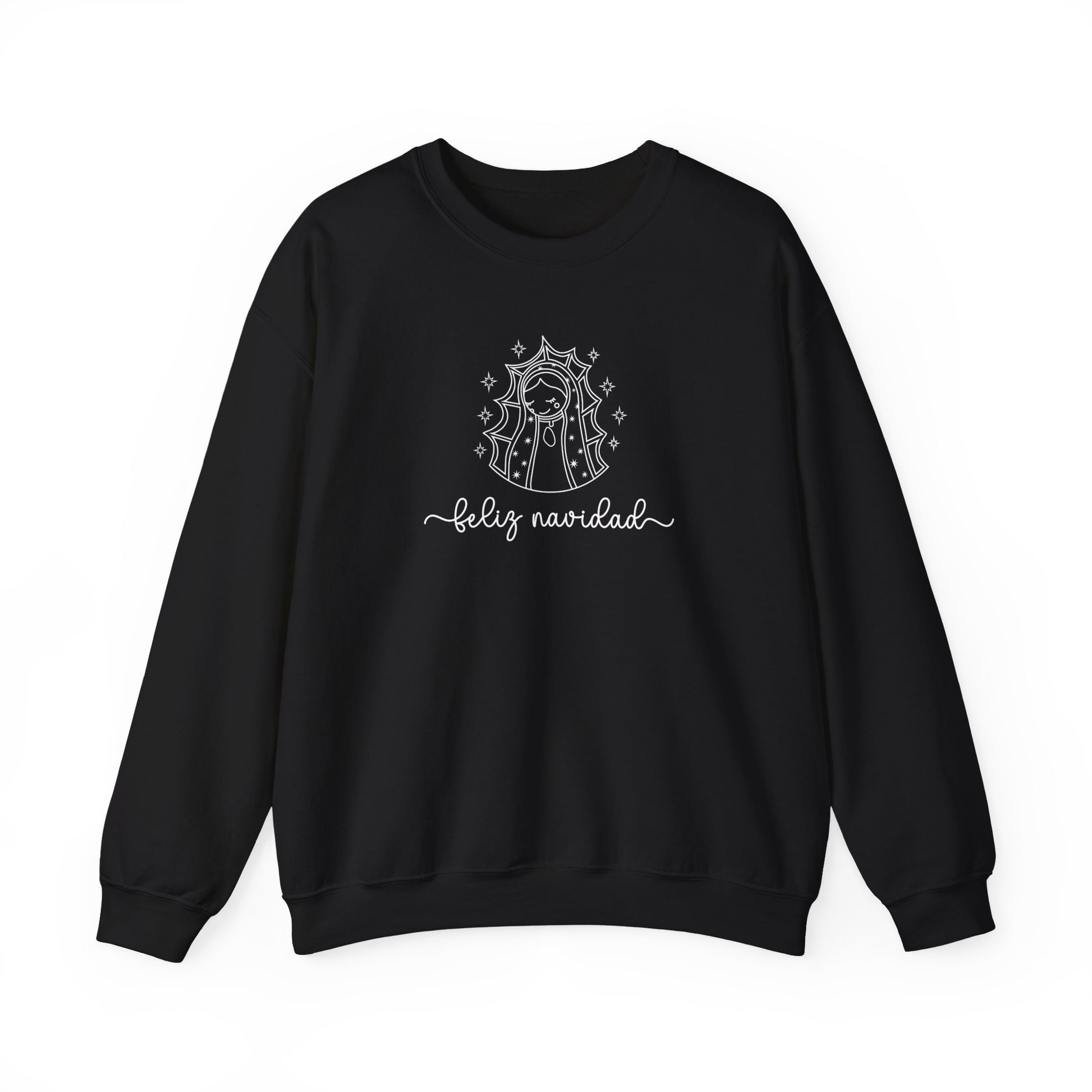 Virgin Mary Line art Sweatshirt, Virgen de Guadalupe Pullover, Christmas Sweater, Mexican Religious Top, Holiday Sweatshirt, Religious - Black, 5XL image
