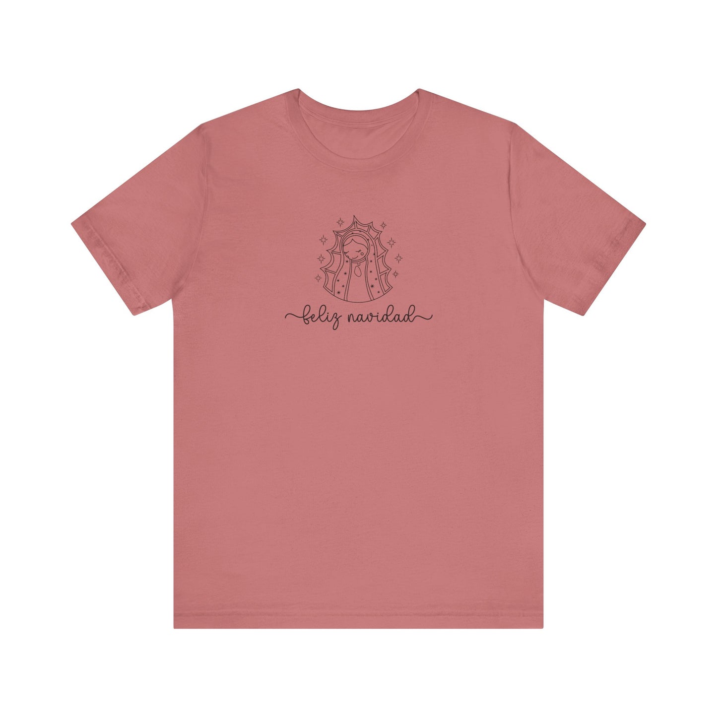 Virgin Mary Christmas Shirt, Religious Christmas Gift, Minimalist Virgen de Guadalupe Shirt, Line Art Minimal Tee, Holiday Religious Shirt - Mauve, M image