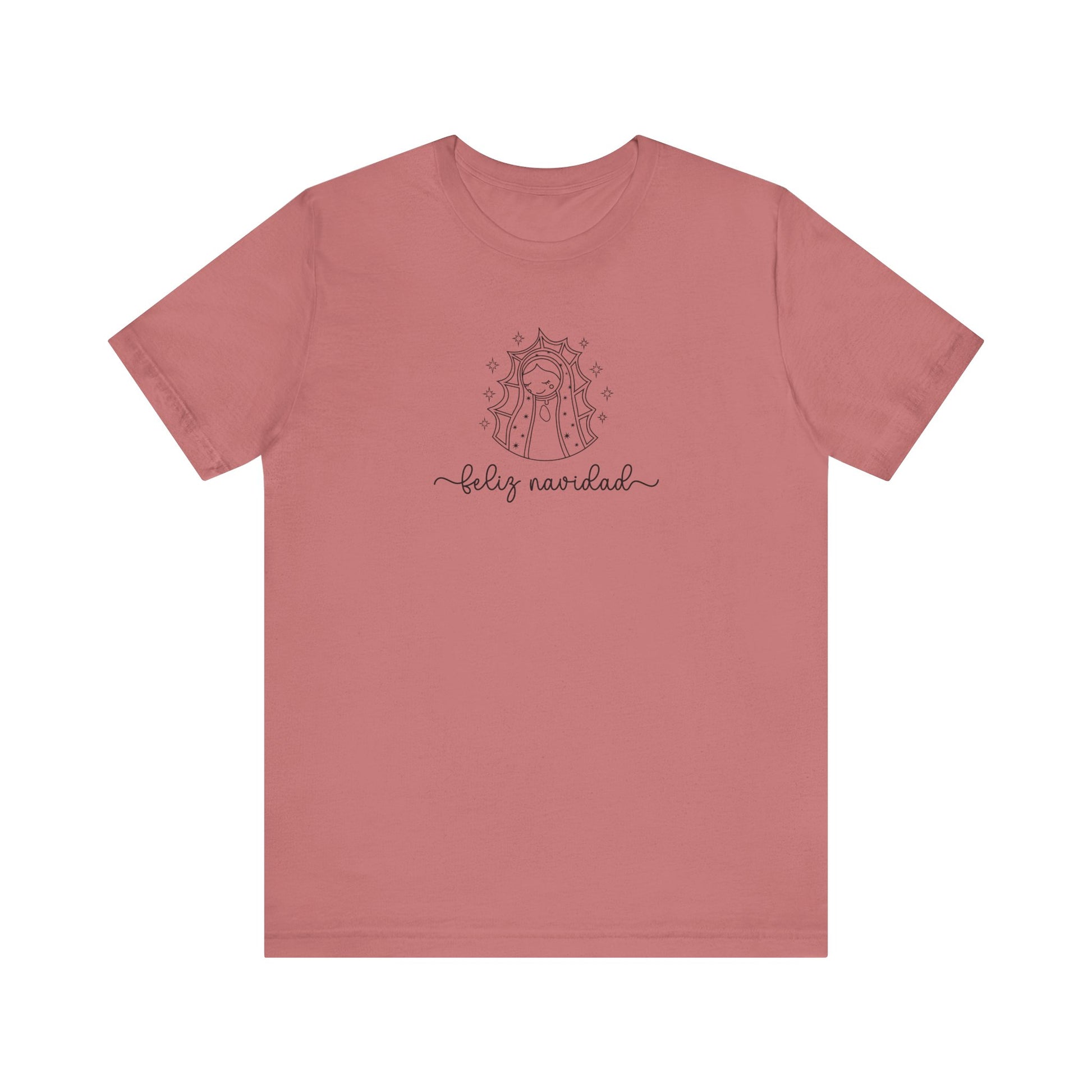 Virgin Mary Christmas Shirt, Religious Christmas Gift, Minimalist Virgen de Guadalupe Shirt, Line Art Minimal Tee, Holiday Religious Shirt - Mauve, M image