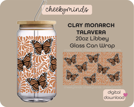 Clay Monarch Talavera 20oz Libbey Glass Can Wrap