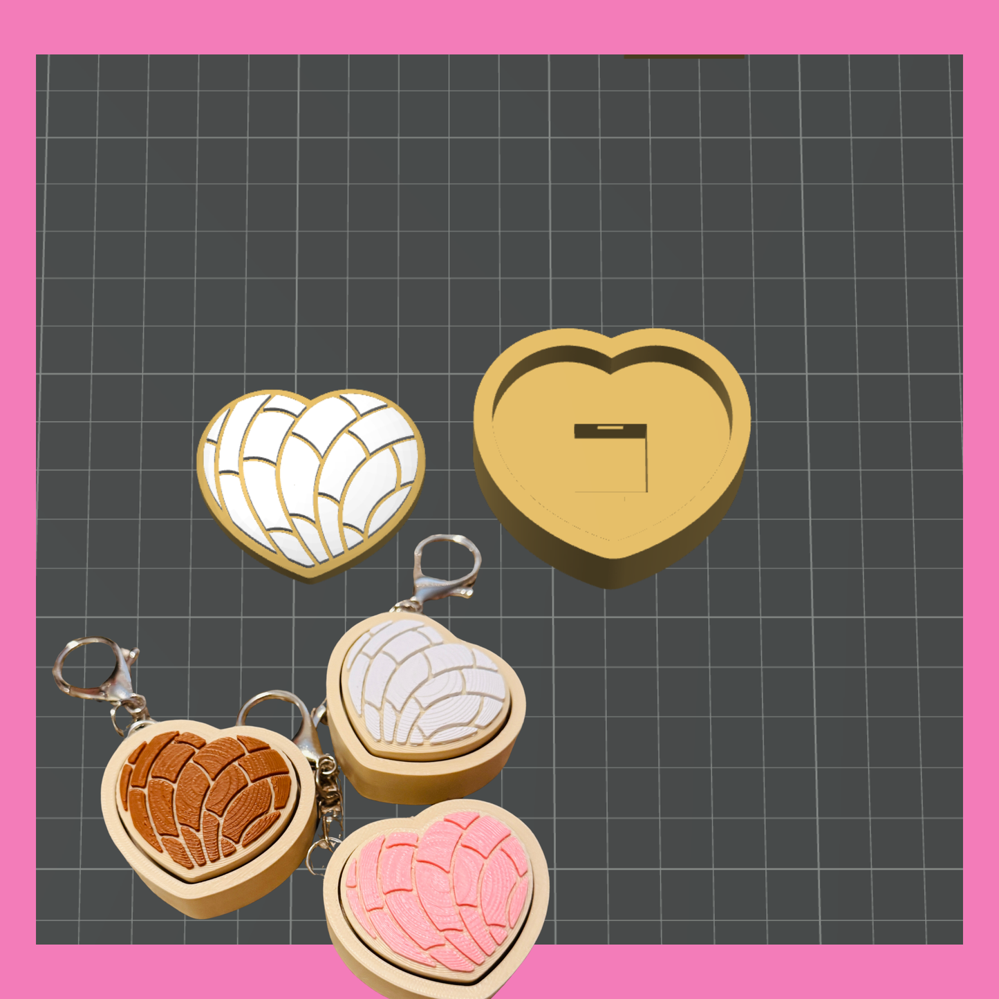 Large Concha Heart Clicker STL File