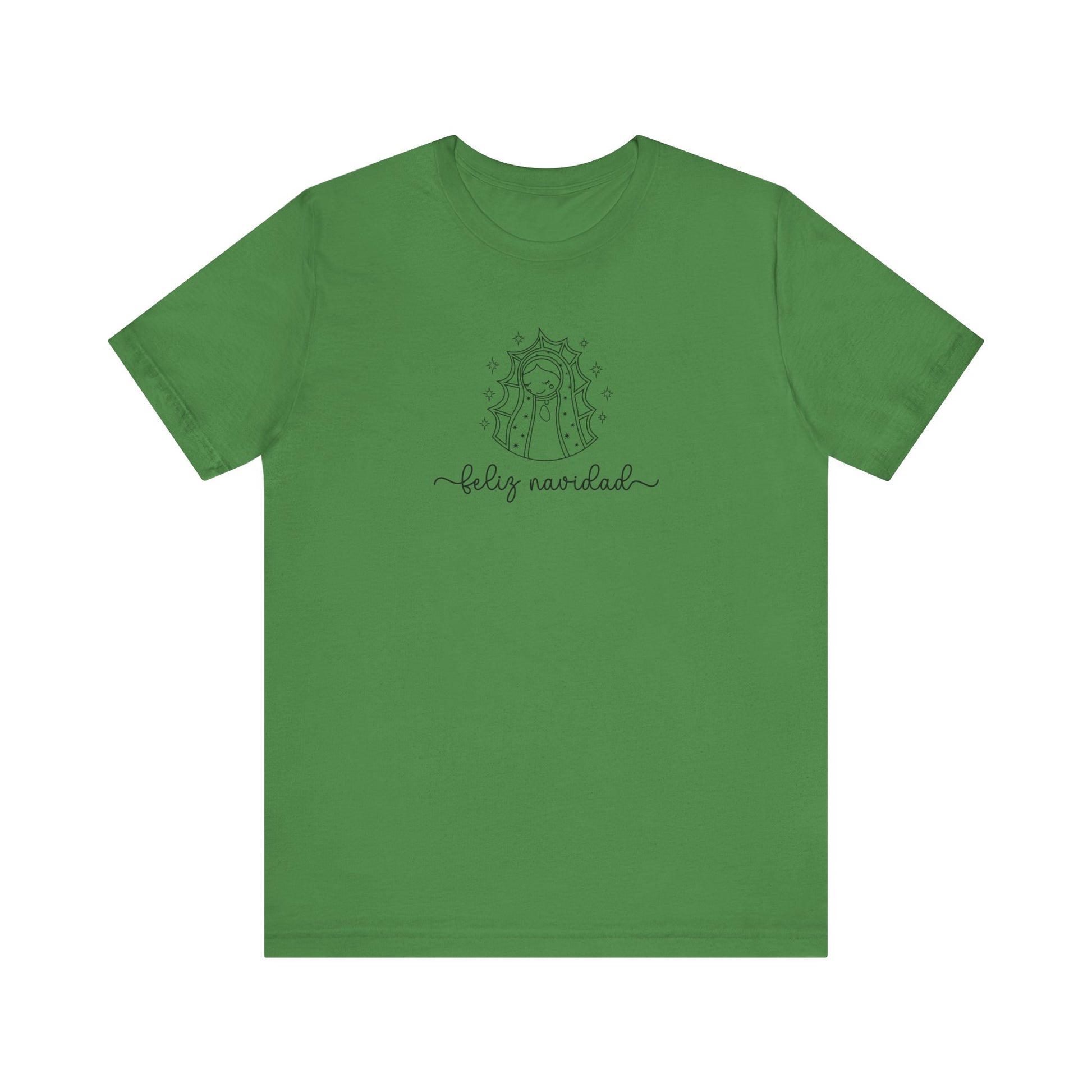 Virgin Mary Christmas Shirt, Religious Christmas Gift, Minimalist Virgen de Guadalupe Shirt, Line Art Minimal Tee, Holiday Religious Shirt - Leaf, XL image