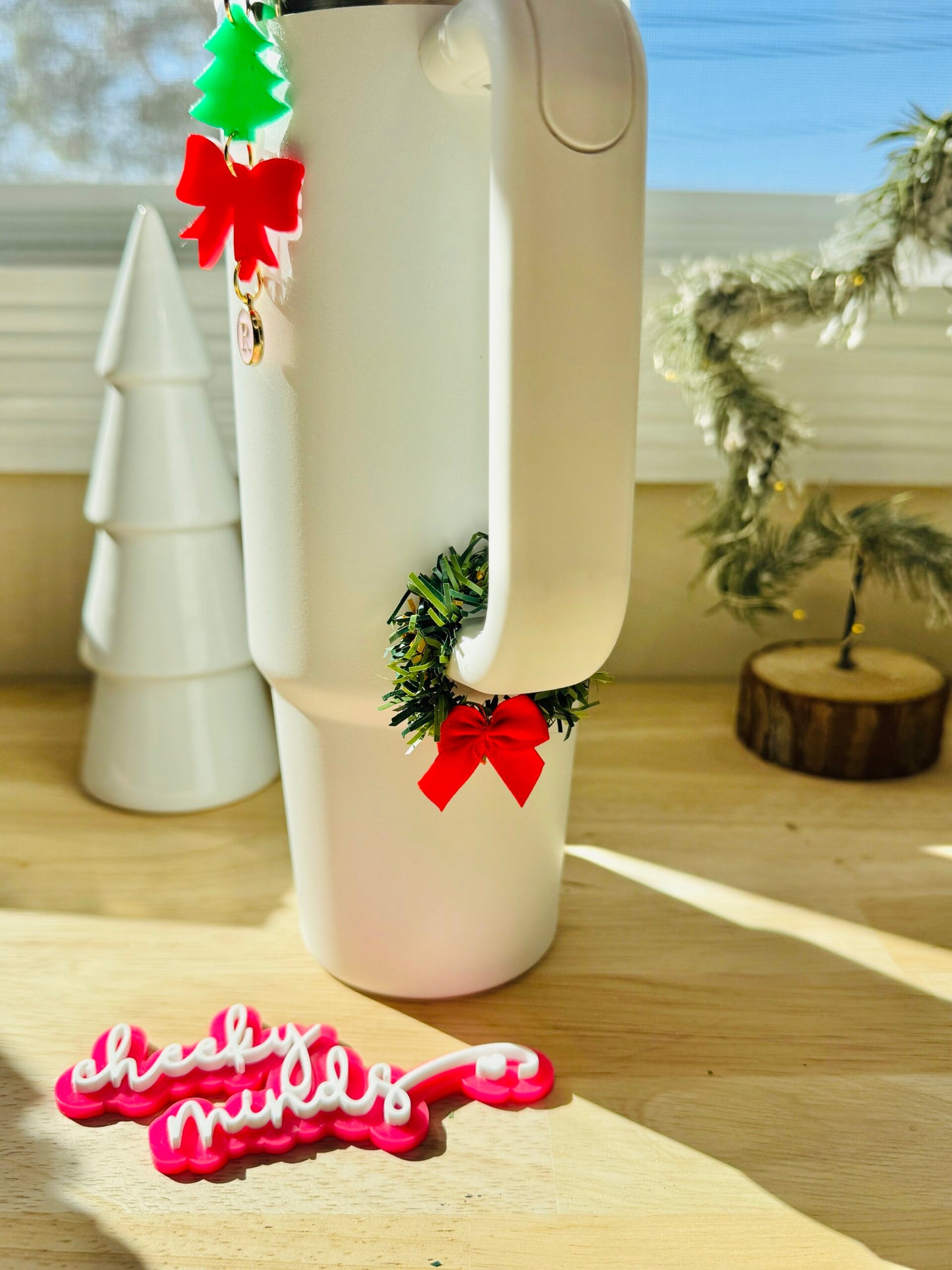 Cute Christmas Garland Wreath for Stanley Yeti Tumblers image 1