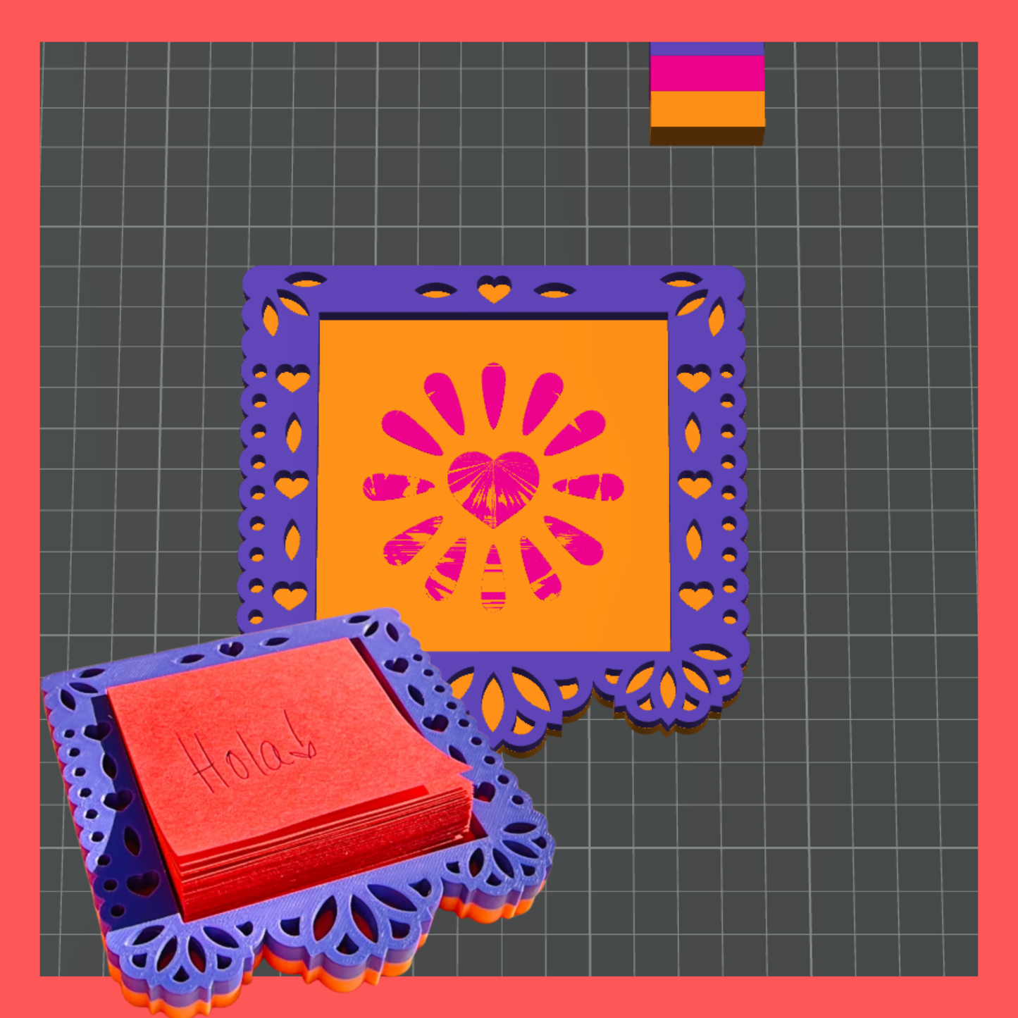 Papel Picado Post It Holder STL 3MF File