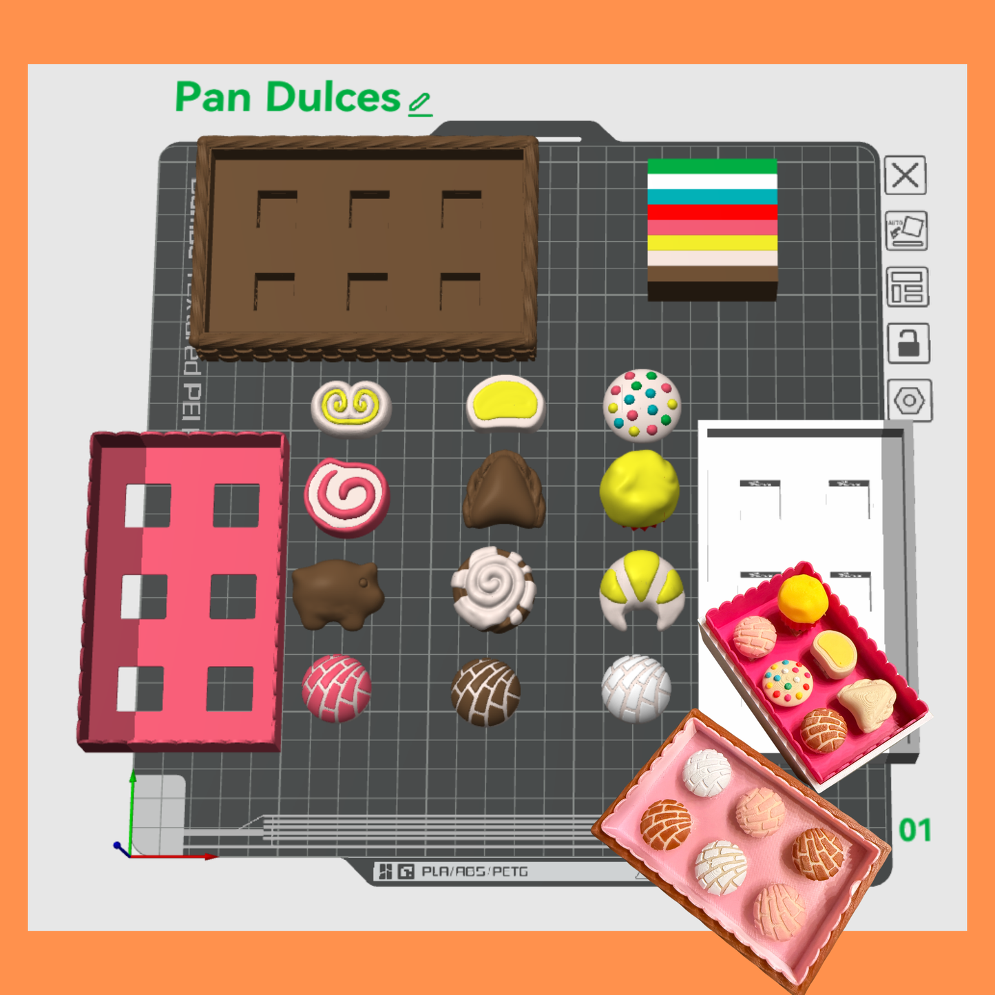 Pan Dulce Half Dozen Box | Interchangeable Clicker 3D Print Files Collection
